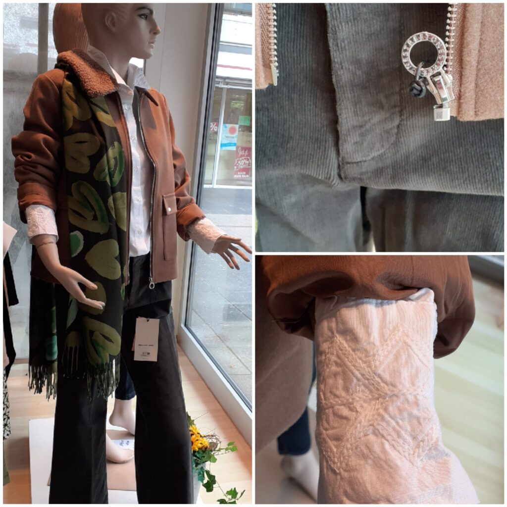 Cordhose; Bluse; Jacke; Schal