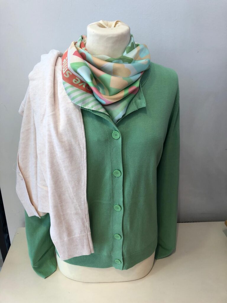 Cardigans grün und beige von Cecil