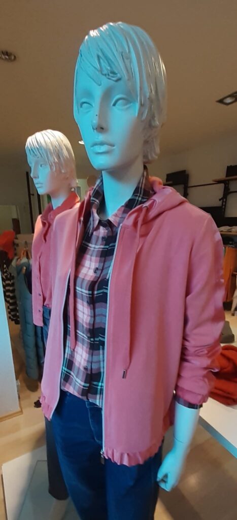 Bluse kariert von Street On und Silk Look Hoody Jacket striking coral von Street One