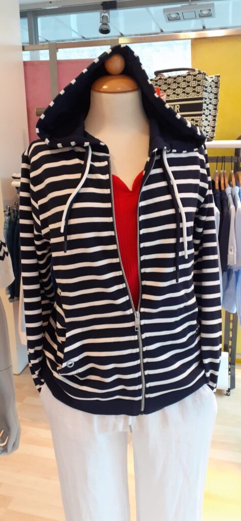 Sweatjacke dunkelblau/weiß gestreift von Cecil